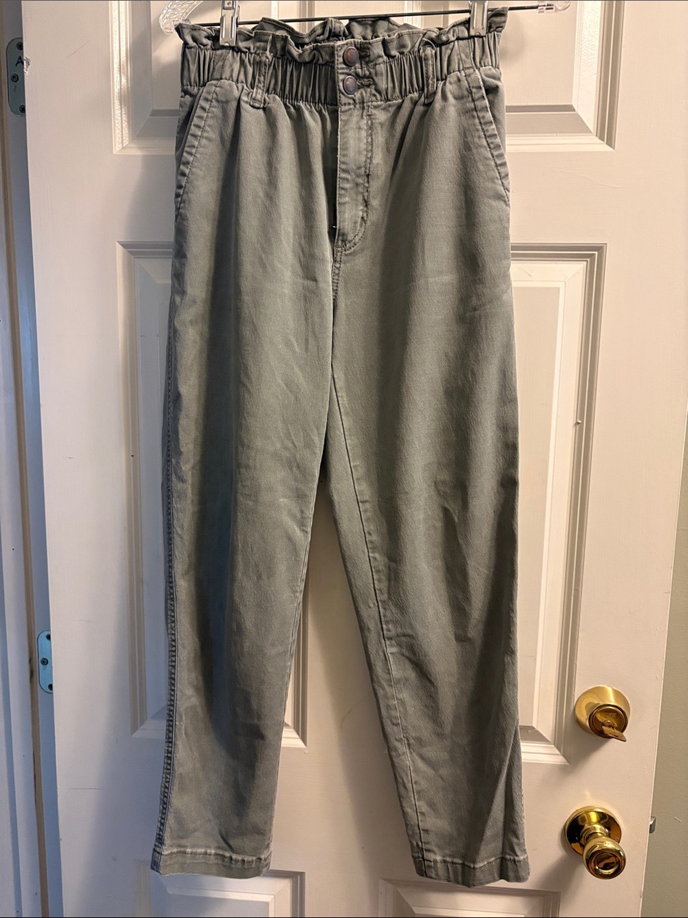 High-Rise Olive Green Paperbag Waist Men’s Chinos